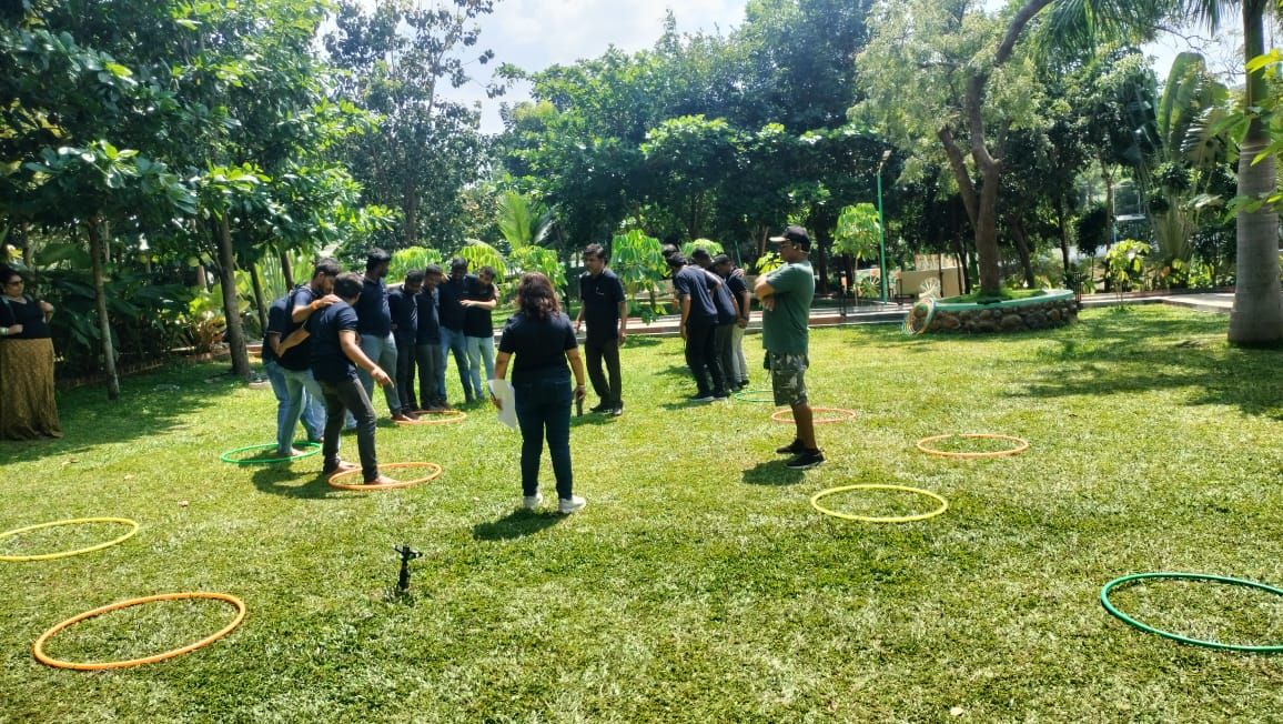 Team members practicing an outdoor activity